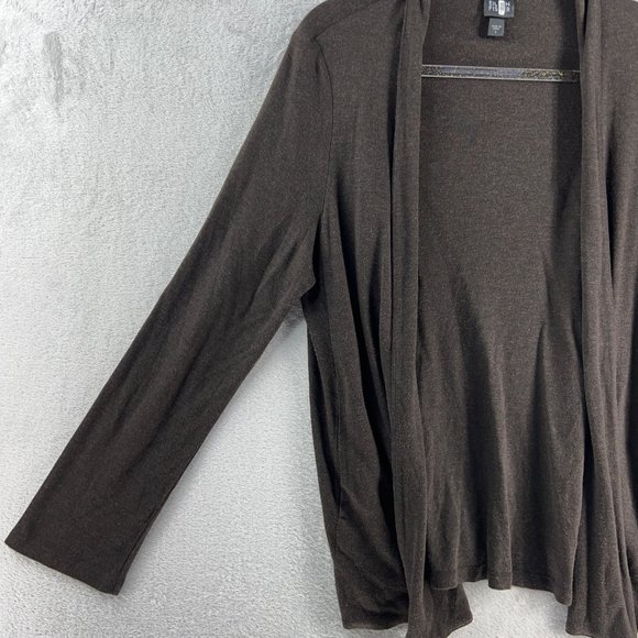 Eileen Fisher Cardigan Womens Large Brown Open Front Viscose Knit - Picture 7 of 10